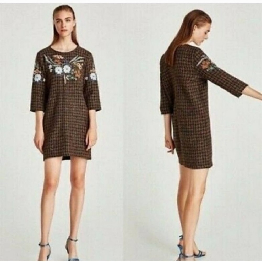 Zara tweed long sleeves dress